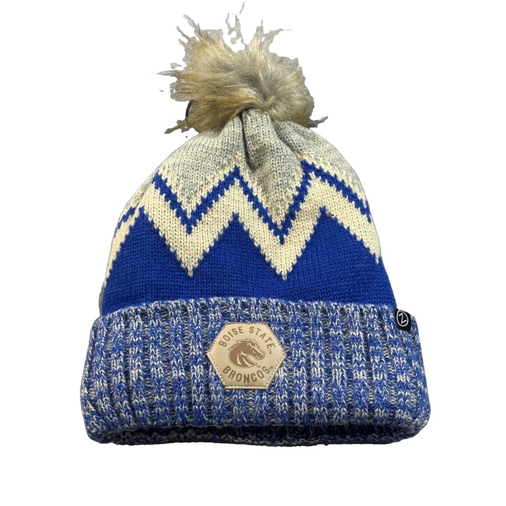 Boise State Broncos College Football Knit Beanie Zephyr With Pom NWT